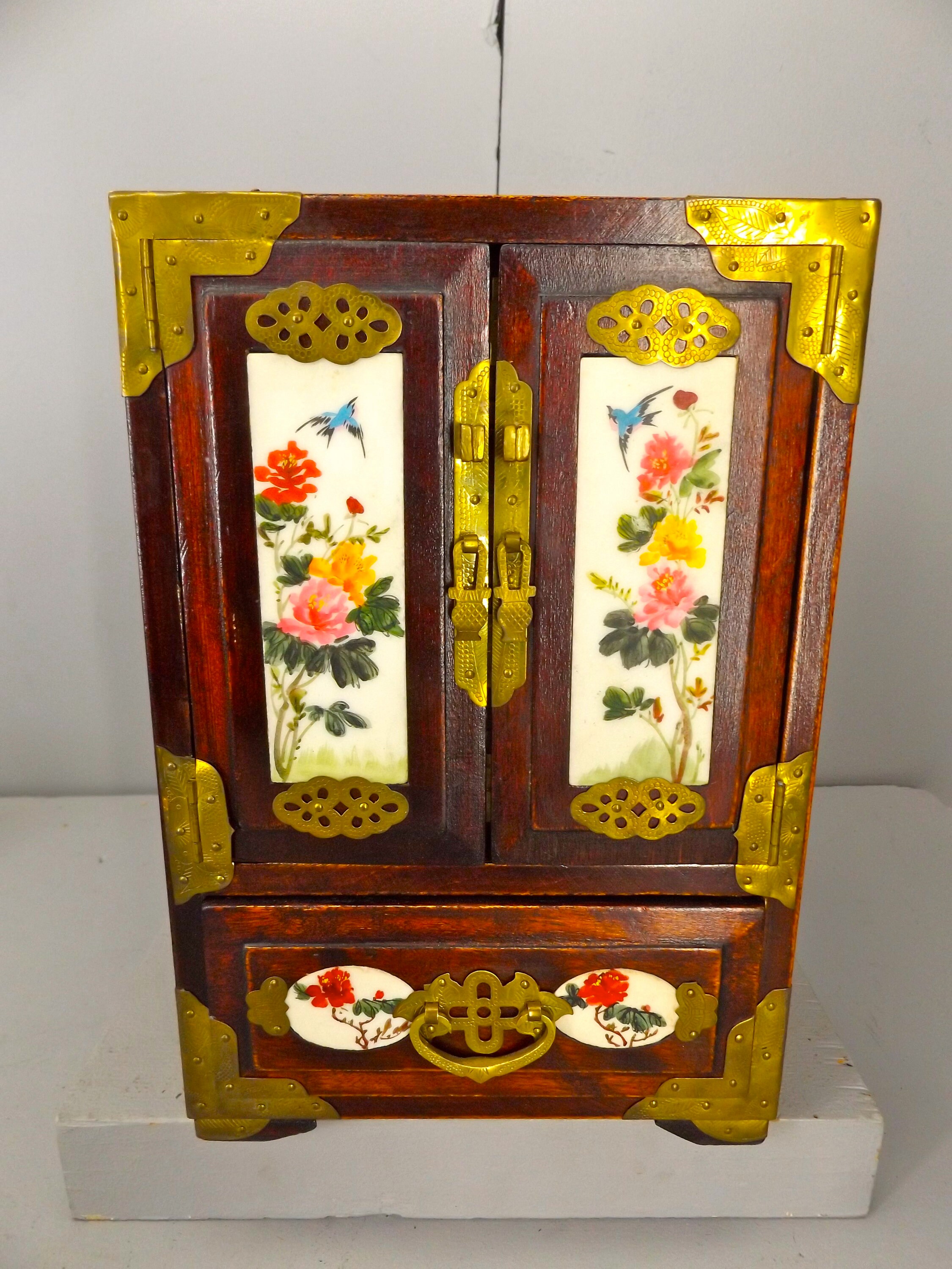 Gabinete de porcelana vieja y rosewood jewlery | Etsy