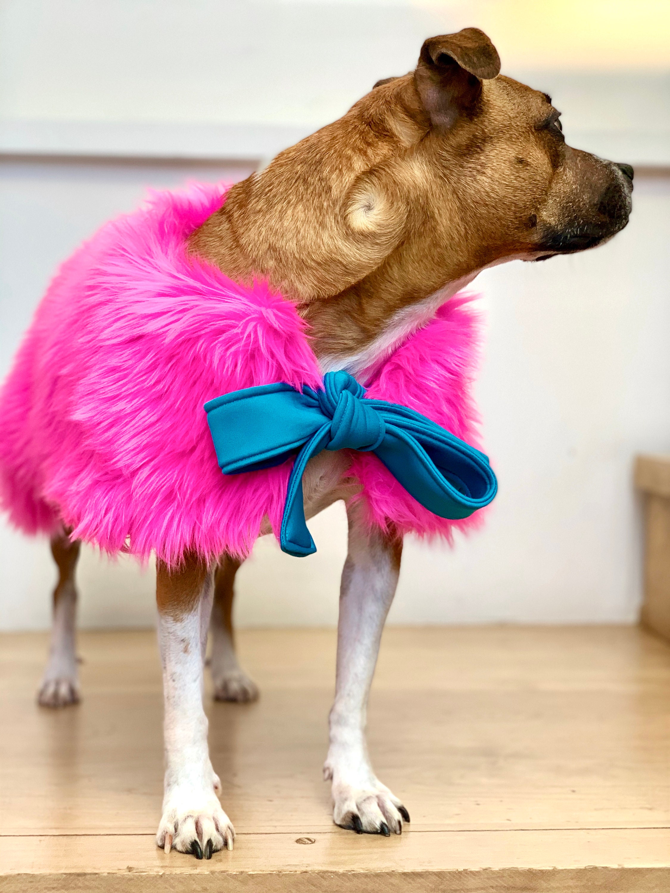 Pink Fun Fur Dog Coat Etsy