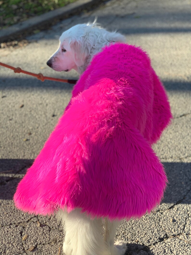 Pink Fun Fur Dog Coat Etsy