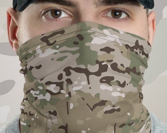 Military Camo Camouflage MultiCam Neck Gaiter Cloth Face Mask Cover