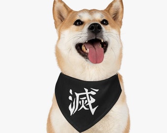 Destroy Demons Kanji Dog Bandana Collar