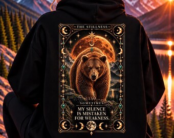 Sudadera con capucha y estampado del oso celestial, estilo gótico urbano, estampado llamativo en la espalda (unisex)