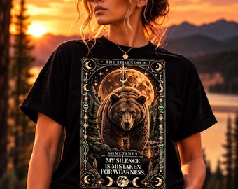 Camiseta del Tarot del Oso Celestial / Luna Gótica, Diseño de Piedras Preciosas (Unisex)