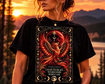 Camiseta del Tarot del Fénix / Camiseta Gótica Celestial del Renacimiento (Colección A veces)