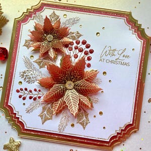Exquisite Red and Gold Handmade Boxed Luxury Christmas Card