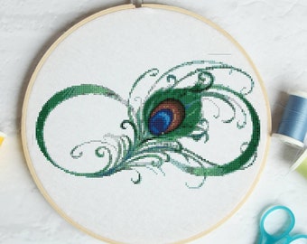 Green Endless Feather #P1418 Embroidery Cross Stitch Pattern Download | Stitching | Cross Stitch Designs | Stitch Design | Cross Designs