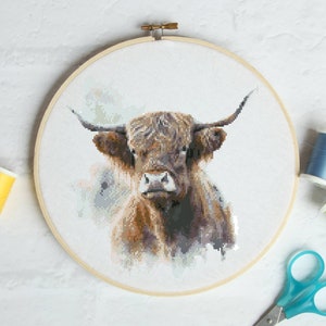 Highland Cow #P1520 Embroidery Cross Stitch Pattern Download | Stitching | Cross Stitch Designs | Stitch Design | Cross Designs