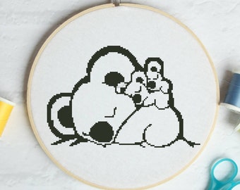 Mother and babies koala #P602 Embroidery Cross Stitch Pattern Download | Stitching | Cross Stitch Designs | Stitch Design | Cross Designs