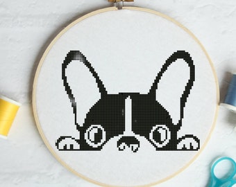 Silhouette boston terrier #P742 Embroidery Cross Stitch Pattern Download | Stitching | Cross Stitch Designs | Stitch Design | Cross Designs