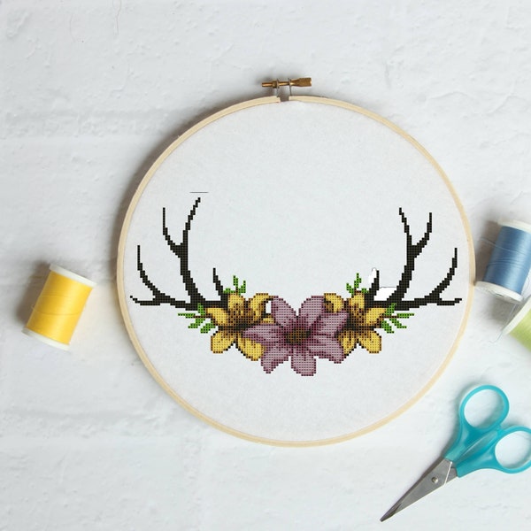 Deer antlers #P413 Embroidery Cross Stitch Pattern Download | Stitching | Cross Stitch Designs | Stitch Design | Cross Designs