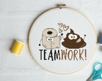 Team Work #P1435 Embroidery Cross Stitch Pattern Download | Stitching | Cross Stitch Designs | Stitch Design | Cross Designs