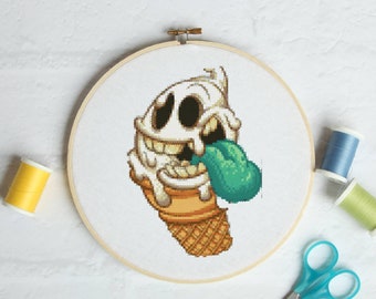 White Ice Cream #P192 Embroidery Cross Stitch Pattern Download | Stitching | Cross Stitch Designs | Stitch Design | Cross Designs