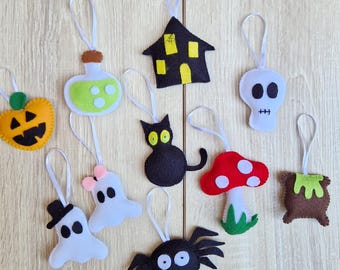 Halloween decor indoor, Handmade Halloween ornament set of 10