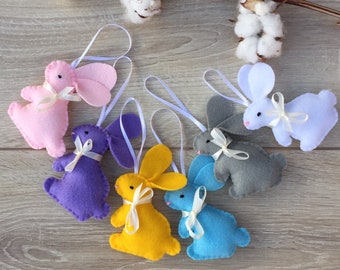 Coniglio pasquale Decorazioni in feltro per l'albero di Pasqua