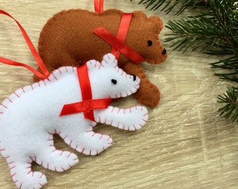 Hanging winter polar bear ornament Christmas Decoration Hanging decoration Xmas tree decor Christmas ornaments handmade