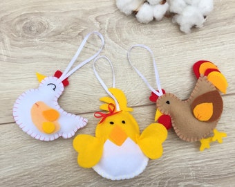 Felt rooster ornament Easter chicken Spring home decoration