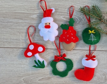 Christmas ornaments handmade Christmas tree decorations Christmas Ornaments hanging Xmas decor Christmas felt decor HOME DECOR