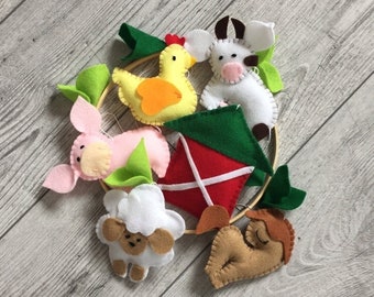 Baby mobile boy Farm animal mobile for nursery Farm mobile felt Baby crib mobile Sheep mobile