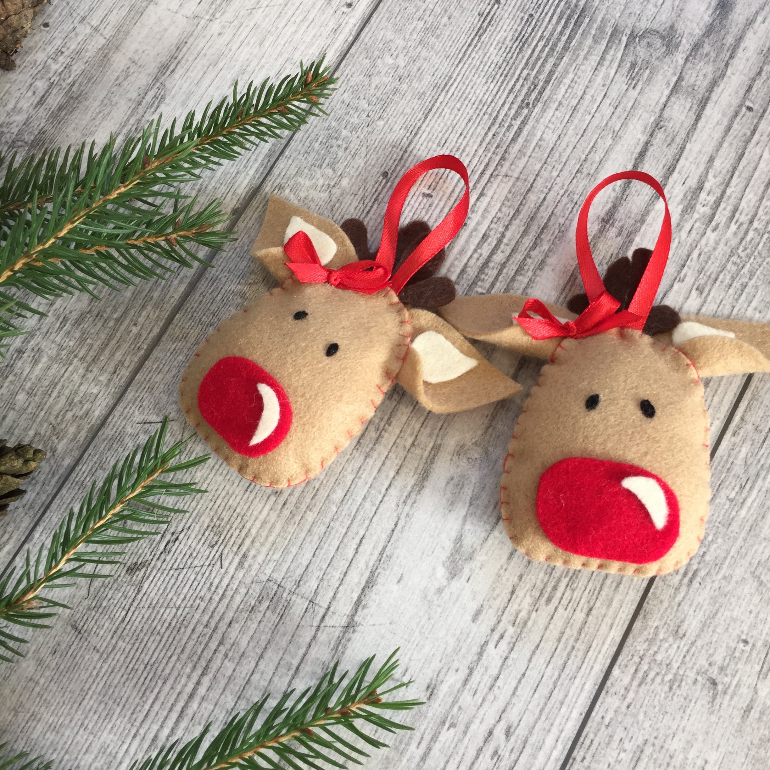 トナカイのオーナメント2個セット クリスマスオーナメント 手作り