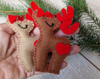 Filz Christbaumschmuck, Weihnachtsdekoration, Rentier Ornament
