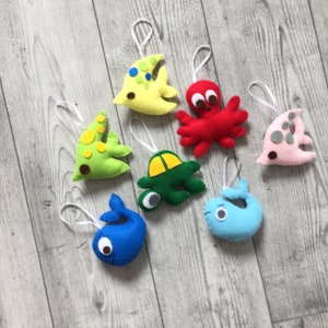 Enfeites de criaturas marinhas Decoração submarina Animais do oceano ORNAMENTOS DE FELTRO decoração suspensa Decorações oceânicas animais do oceano em feltro