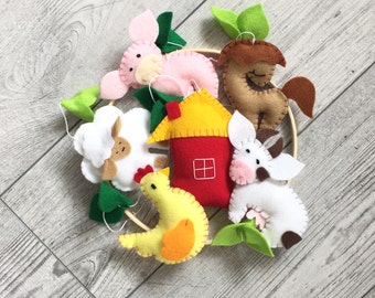 Handmade farm animal baby crib mobile for nursery