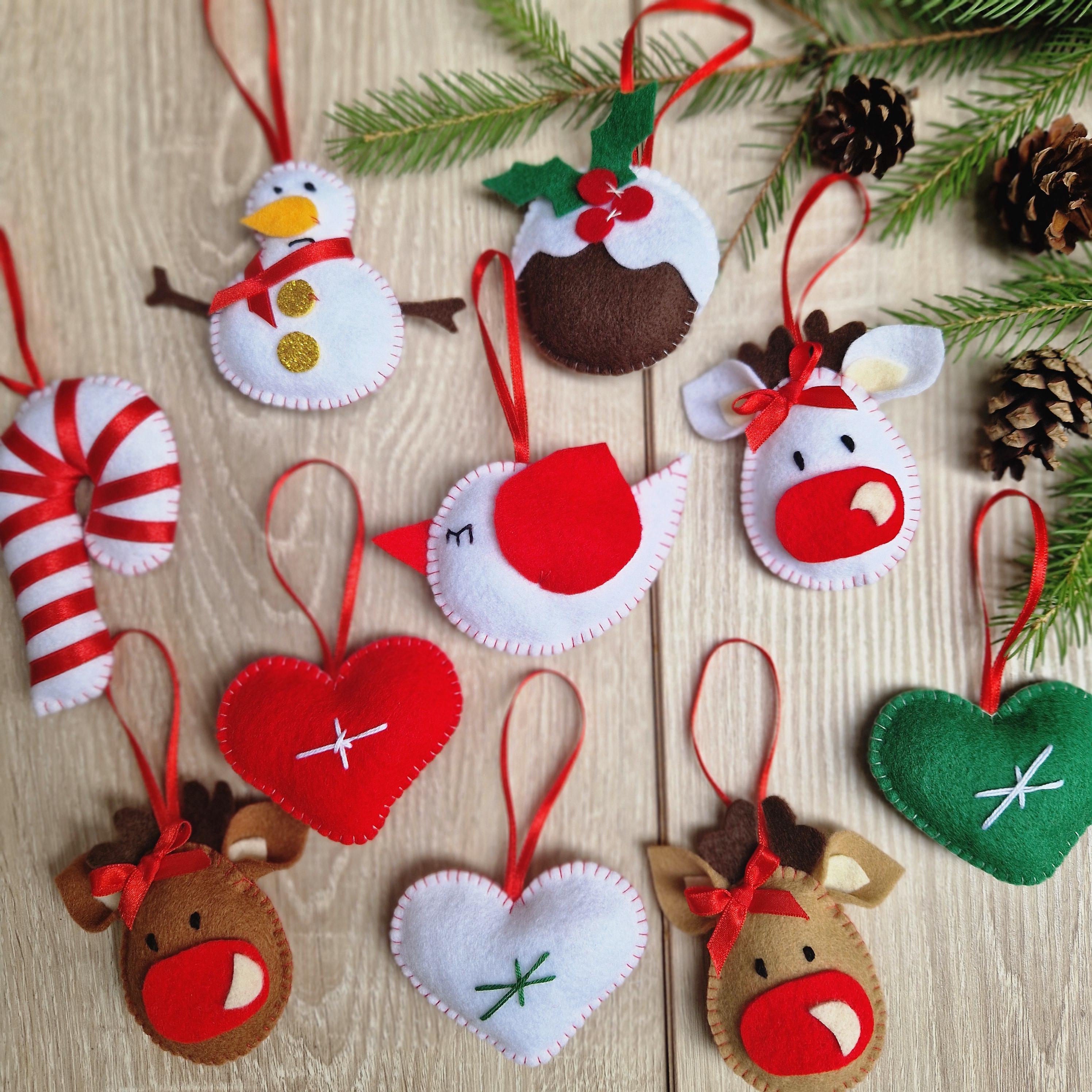 手作りフェルトクリスマスオーナメント 10個セット - Etsy 日本
