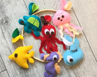 Ocean baby mobile Nautical baby shower gift Sea creatures mobile Ocean crib decor Ocean themed mobile