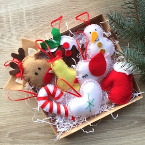 Felt Christmas ornaments set of 8