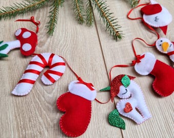 Christmas garland felt unicorn