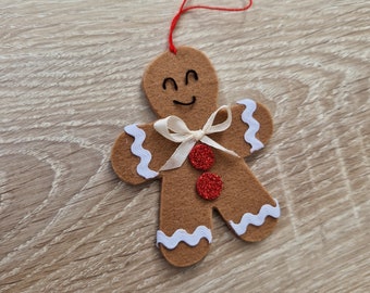 Gingerbread man ornament felt Christmas decorations handmade