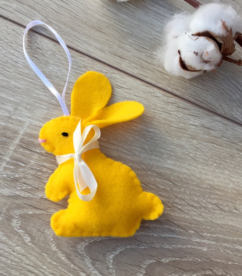 Spring home decor Easter decorations felt Easter tree ornaments handmade Yellow bunny