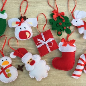 Felt Christmas ornaments handmade set of 9 Christmas decorations Holiday decor