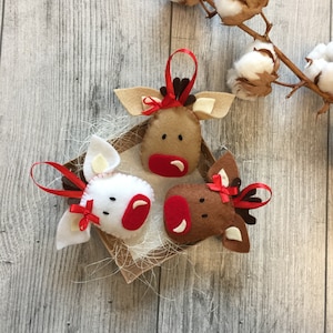 Felt ornament Christmas deer Ready To Ship Christmas felt ornaments Baby gift Christmas tree ornaments Christmas tree toys Tree Ornaments