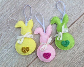 Felt Easter bunny ornament set of 3