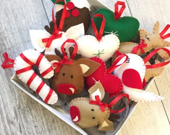Handgemachte Filz Ornamente, 10er Set, Weihnachtsdeko