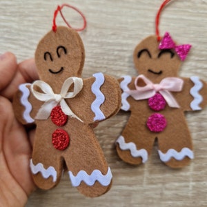 Gingerbread man ornament set of 2, Christmas ornaments handmade