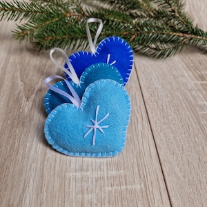 Felt heart ornaments, Christmas ornaments, holiday decor
