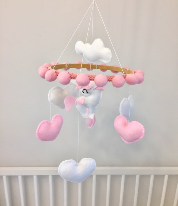 Baby Mobile Unicorn Baby Crib Mobile Nursery Decor Baby Mobile Girl Handmade Mobile Cot Mobile Heart Mobile Pink Baby Mobile Etsy UK