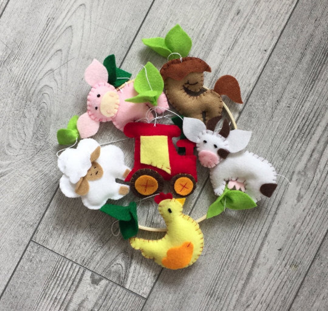 Felt Mobile for Nursery Farm Mobile Baby Boy Farm Animal Crib Mobile