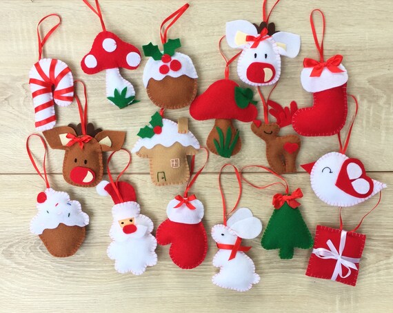 手作りクリスマスオーナメントセット 16枚 クリスマス飾り ツリー飾り クリスマスオーナメント16個セット 手作り - Etsy 日本