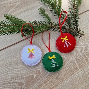 Weihnachtskugeln set von 3, Gestickte Urlaub Dekor handgefertigt, Filz Weihnachtsdekorationen