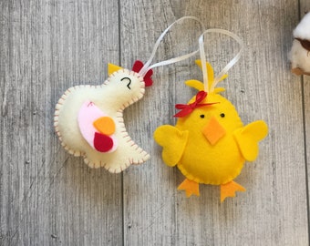 EASTER ORNAMENTS handmade Easter decorations Felt ornaments Spring decoration Felt Easter Chick Felt animals Easter ornament Easter gifts