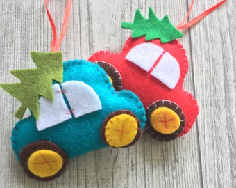 Christmas in July ornaments handmade Felt ornaments Holiday decorations Felt car ornament