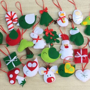 Christmas ornaments set of 24 Christmas decorations for tree Handmade ornaments felt
