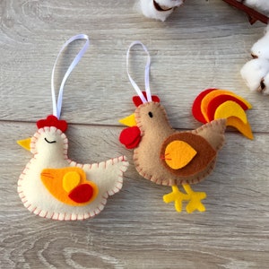 EASTER ORNAMENTS handmade Easter gift Felt rooster