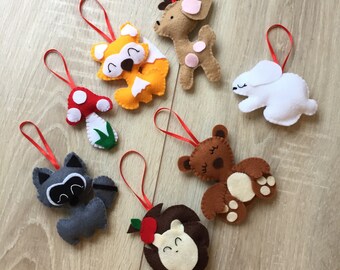 Felt Woodland Animal Ornament, Forest Nursery Decor