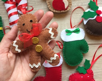 Felt ornaments for Christmas set of 10 handmade decorations box