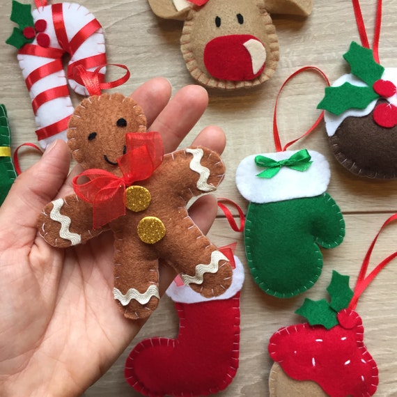 Kit De Décoration De Noël En Feutre - Formes Pré-découpées, Fil, Rembourrage Inclus - DIY Créatif Pour Enfants Et Débutants
