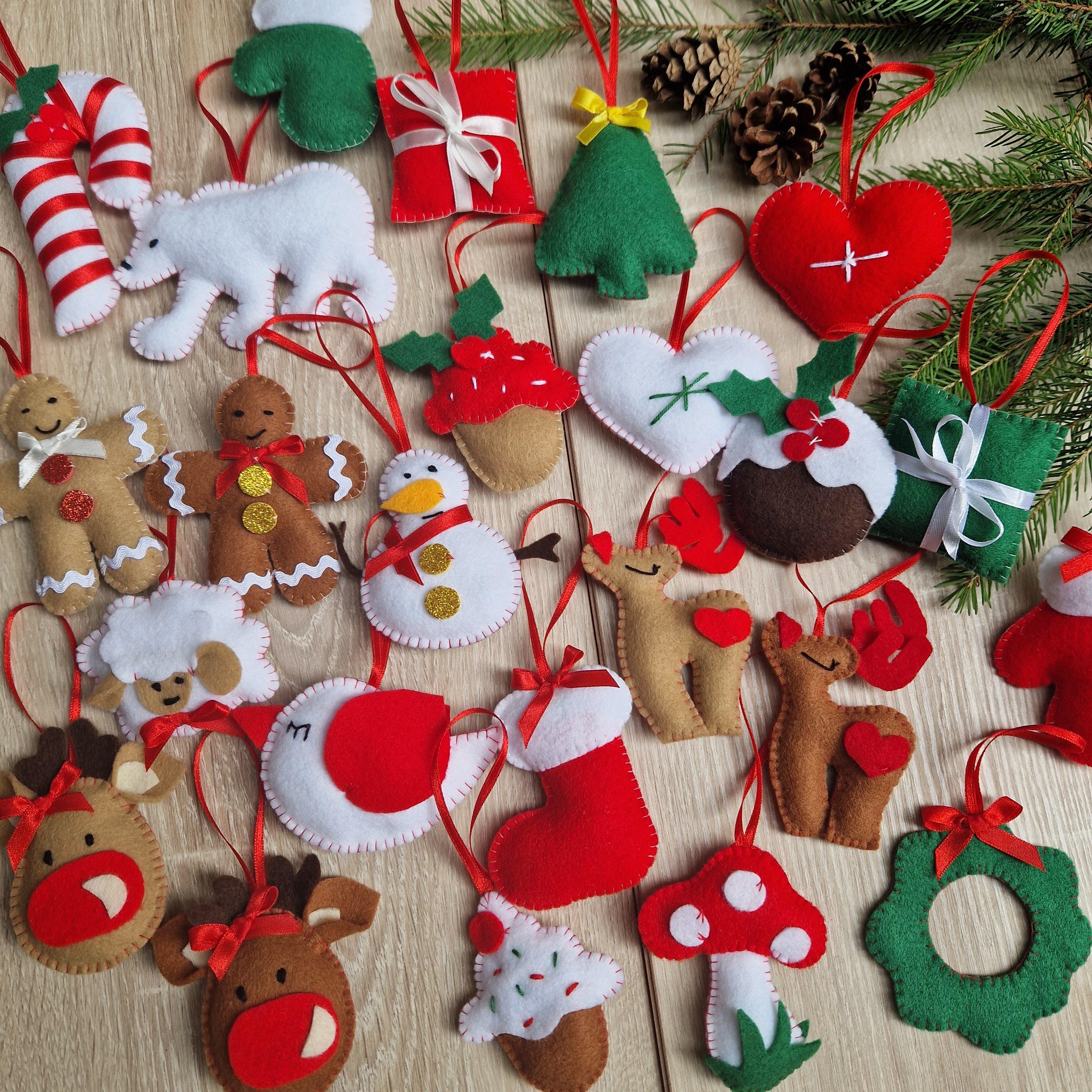クリスマスオーナメント＊ハンドメイド フェルト製アドベントカレンダーオーナメント：手作りクリスマスツリー